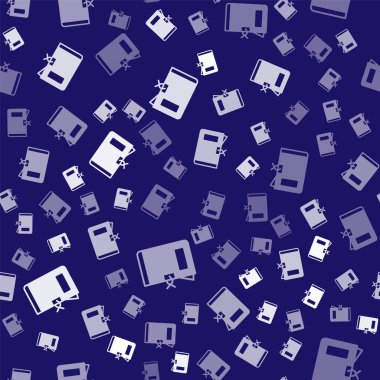 Beyaz Polis Merkezi dosya ikonu mavi arkaplanda kusursuz desen izole etti. Vektör.