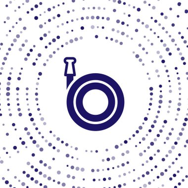 Mavi Bahçe hortumu ikonu beyaz arka planda izole edilmiş. Sprey tabanca ikonu. Su ekipmanları. Soyut çember rastgele noktalar. Vektör.