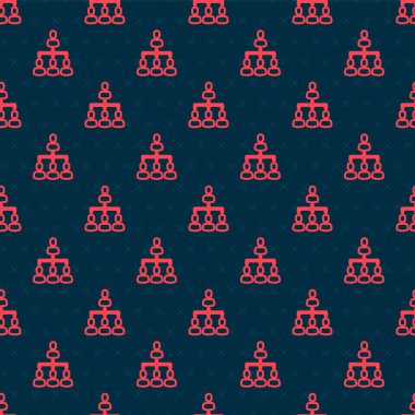 Kırmızı çizgi İş Hiyerarşisi organizogram grafiksel bilgi ikonu siyah arkaplanda izole edilmiş pürüzsüz desen. Kurumsal yapı grafik elementleri. Vektör.