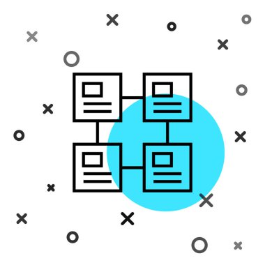 Siyah çizgi İş Hiyerarşisi organizogram grafiksel bilgi simgesi beyaz arkaplanda izole edildi. Kurumsal yapı grafik elementleri. Rastgele dinamik şekiller. Vektör