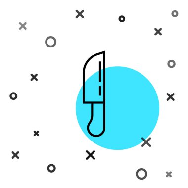 Siyah çizgi bıçak simgesi beyaz arkaplanda izole edildi. Çatal bıçak sembolü. Rastgele dinamik şekiller. Vektör.