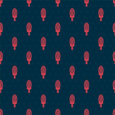 Ateş ikonunda kırmızı çizgi sihirli kılıç siyah arka planda izole edilmiş kusursuz desen. Ateşli kılıç. Şövalyenin, büyücünün, sihirbazın sihirli silahı. Ateş büyüsü. Yanan bıçak. Vektör.