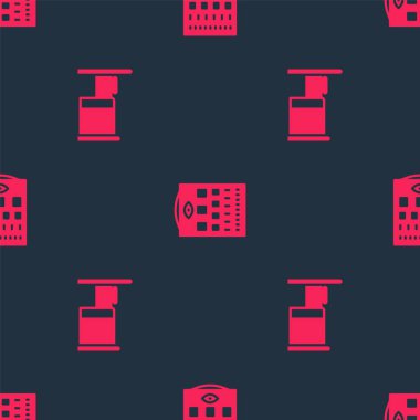 Hastane yatağını ve göz testini kusursuz bir kalıba göre ayarla. Vektör.