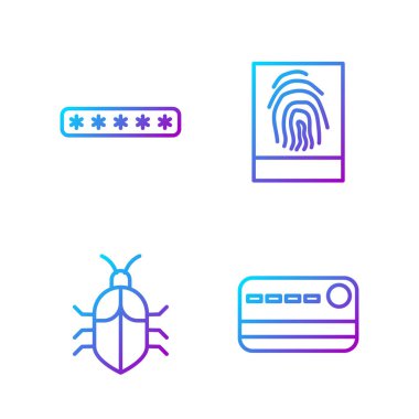 Hat kartı, sistem hatası konsepti, şifre koruması ve parmak izini ayarla. Renk simgeleri. Vektör.