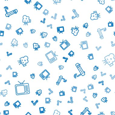 Retro TV 'yi, Router' ı, Wi-Fi sinyalini ve sinema kamerasını kusursuz şekilde ayarla. Vektör.