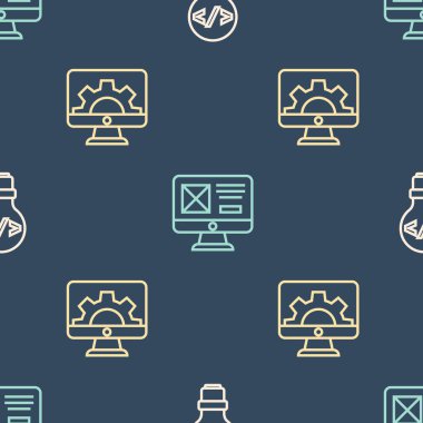 Ön-yüz geliştirme, Web ve UI ya da UX tasarımını pürüzsüz desen üzerine ayarla. Vektör.