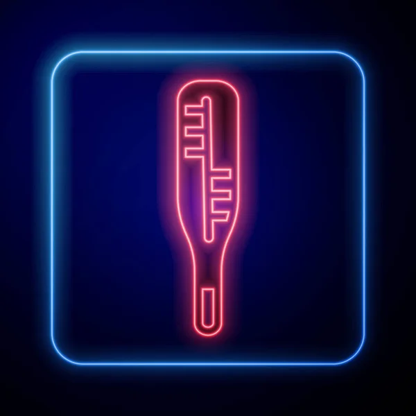 Žhnoucí Neon Lékařský Teploměr Pro Ikonu Lékařské Prohlídky Izolovaný Modrém — Stockový vektor