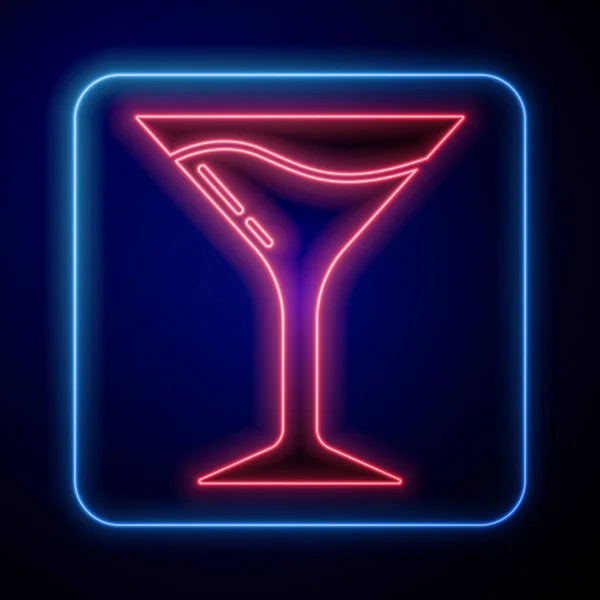 Icono Cristal Neón Martini Brillante Aislado Sobre Fondo Azul Icono — Vector de stock