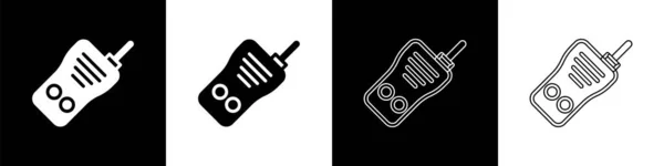 Установите Значок Walkie Talkie Изолированный Черно Белом Фоне Портативный Значок — стоковый вектор