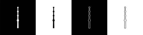 Nastavit Ikonu Kouzelné Hůlky Izolované Černobílém Pozadí Kouzelný Doplněk Tvaru — Stockový vektor