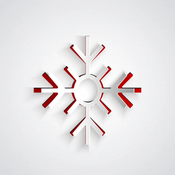 Pappersklipp Snowflake Ikon Isolerad Grå Bakgrund God Jul Och Gott — Stock vektor