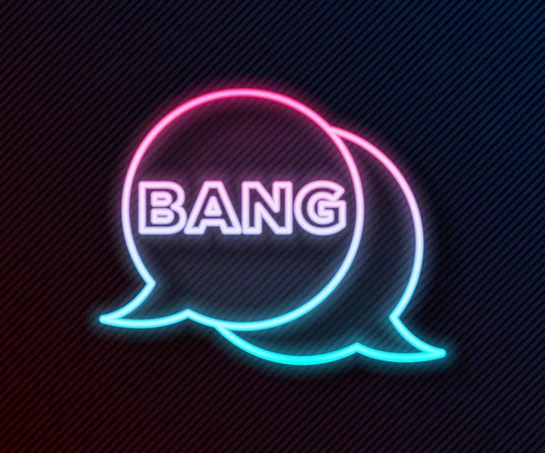 Leuchtende Leuchtschrift Bang Boom Pistole Comic Text Sprechblase Ballon Symbol — Stockvektor