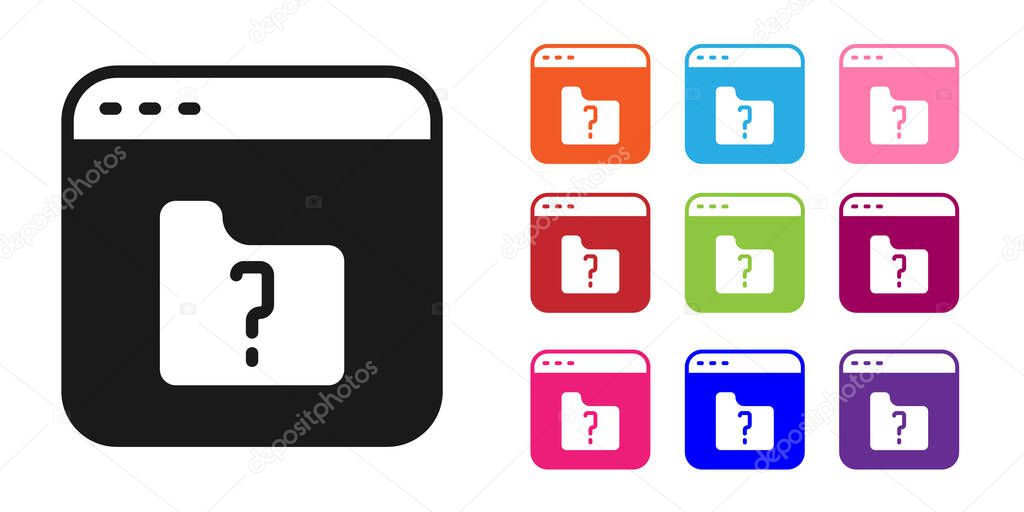 Black File missing icon isolated on white background. Set icons colorful. Vector