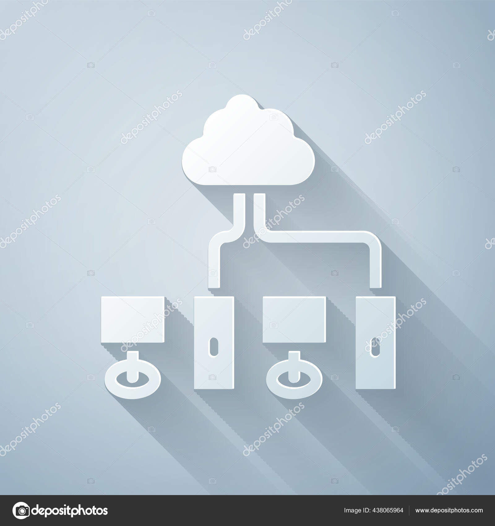 Paper Cut Computer Network Icon Isolated Grey Background Jaringan Laptop Stok Vektor C Vectorstockvadim 438065964