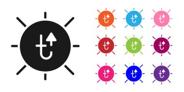 Siyah Güneş simgesi beyaz arkaplanda izole edildi. Yaz sembolü. Güneşli bir gün. Simgeleri renklendirin. Vektör.