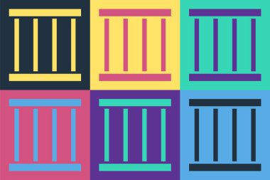 Popüler Sanat Hapishanesi pencere simgesi renk arkaplanda izole edildi. Vektör.