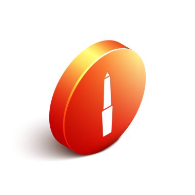 Isometric Nail dosya simgesi beyaz arkaplanda izole edildi. Manikür aleti. Turuncu daire düğmesi. Vektör.