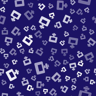 Beyaz Parfüm ikonu mavi arka planda kusursuz desen izole etti. Vektör.