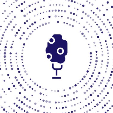 Beyaz arkaplanda elma ikonu olan mavi ağaç. Tarım fabrikası. Organik tarım ürünü. Bahçe teması. Soyut çember rastgele noktalar. Vektör.