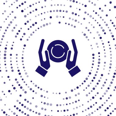 Mavi Sihirli top el simgesinde beyaz arkaplanda izole edilmiş. Kristal küre. Soyut çember rastgele noktalar. Vektör.