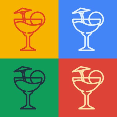 Pop sanat serisi Kokteyl ve alkol, arka planda izole edilmiş şemsiye ikonu. Vektör.