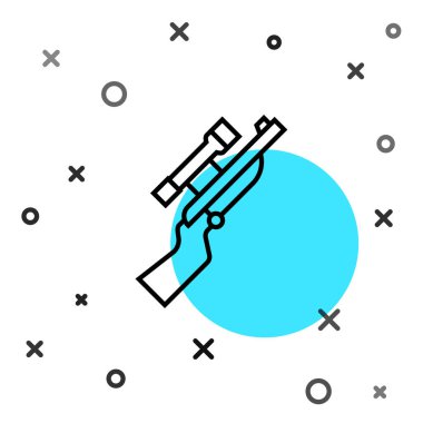 Beyaz arka planda izole edilmiş dürbünlü siyah çizgili keskin nişancı tüfeği. Rastgele dinamik şekiller. Vektör.