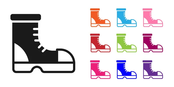 Black Hunter Boots Icon Isolated White Background Set Icons Colorful — Stock Vector