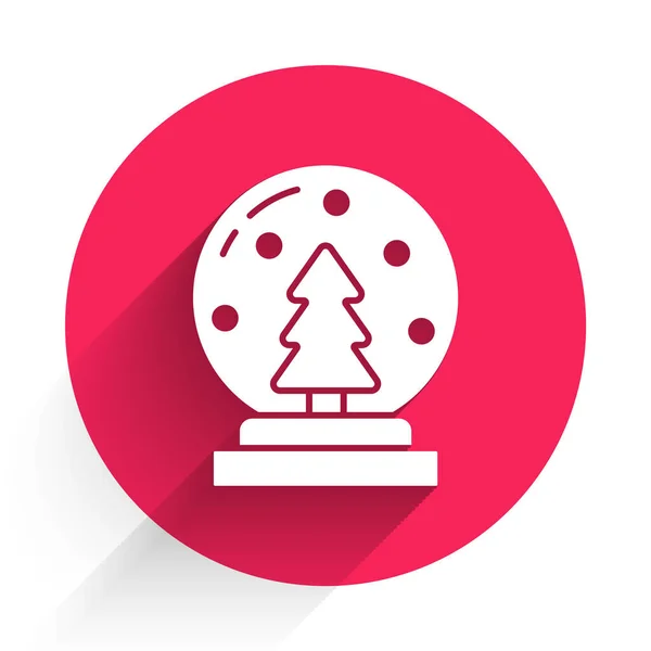 Weiße Weihnachtsschneekugel Mit Gefallenem Schnee Und Weihnachtsbaum Ikone Isoliert Mit — Stockvektor