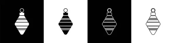Set Icône Boule Noël Isolé Sur Fond Noir Blanc Joyeux — Image vectorielle