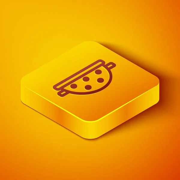 Isometric Line Kitchen Colander Icon Isolated Orange Background Cooking Utensil — Stock Vector