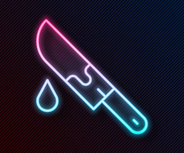 Glowing Neon Line Bloody Knife Icon Isolated Black Background Vector — Stock Vector