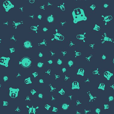 Gergedan, Ayı kafası, Kirpi balığı ve Zürafa 'yı kusursuz kalıba sokun. Vektör.