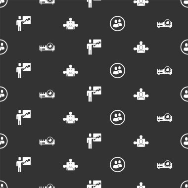 Proje ekibi tabanı, Medya Projektörü, Takım Lideri ve kusursuz düzende ayarla. Vektör.