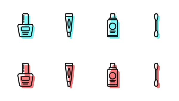 Definir Linha Garrafa Shampoo Unha Garrafa Polonês Creme Loção Tubo —  Vetores de Stock