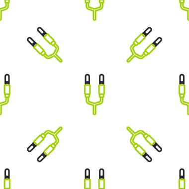 Çizgi Ses simgesi beyaz arkaplanda kusursuz desen izole etti. Bağlantı ses ekipmanları için ses kablosu. Fiş kablosu. Müzik aleti. Vektör İllüstrasyonu.