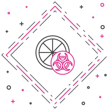 Genetik olarak değiştirilmiş turunçgiller beyaz arka planda izole edilmiş. Kesik içinde portakal. Sağlıklı bir yaşam tarzı. GDO meyvesi. Renkli taslak konsepti. Vektör.