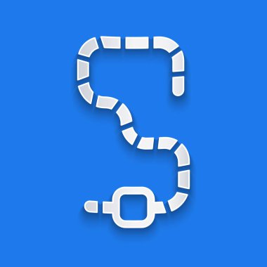 Kağıt kesiği Solucan simgesi mavi arkaplanda izole edildi. Balık oltası. Kağıt sanatı tarzı. Vektör.