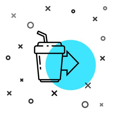 Siyah çizgi kahve fincanı beyaz arka planda izole edilmiş bir ikon haline gelecek. Rastgele dinamik şekiller. Vektör İllüstrasyonu.