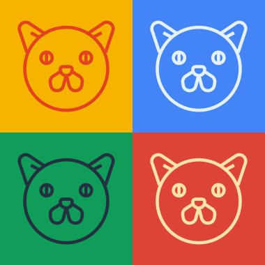 Pop sanat çizgisi kedi simgesi renk arkaplanında izole edildi. Hayvan sembolü. Vektör.