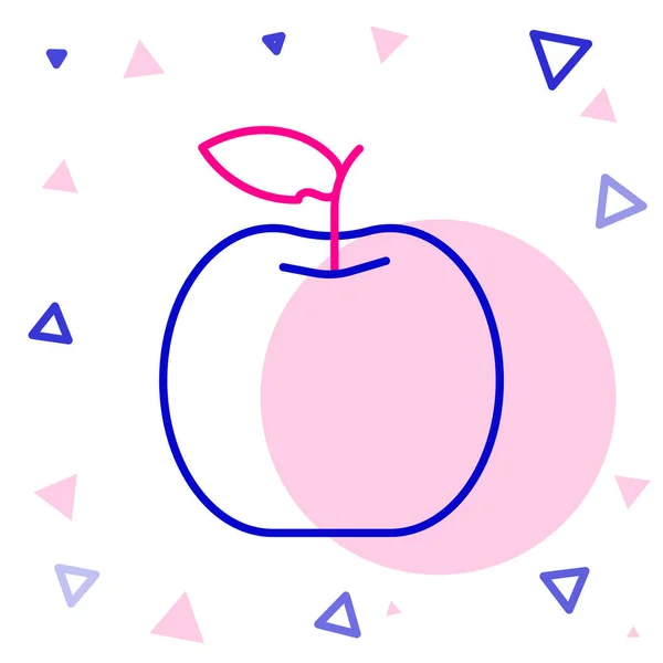 Linie Apple Symbol Isoliert Auf Weißem Hintergrund Obst Mit Blattsymbol — Stockvektor