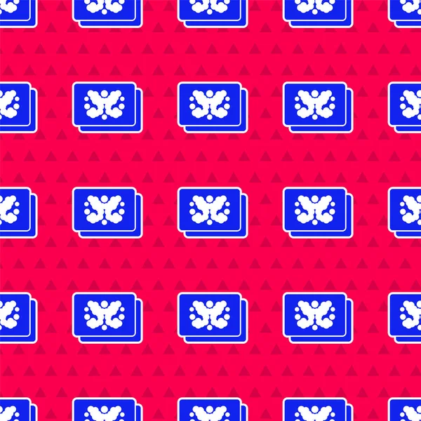 Синий Значок Теста Роршаха Выделен Безморским Узором Красном Фоне Психодиагностический — стоковый вектор