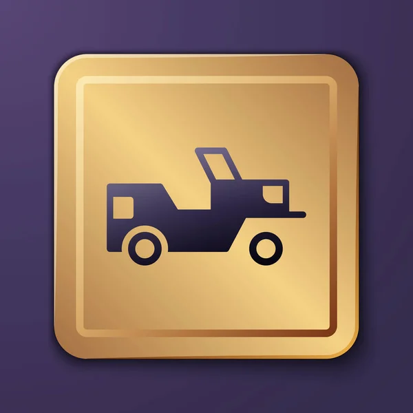 Icône Jeep Militaire Violette Isolée Sur Fond Violet Bouton Carré — Image vectorielle