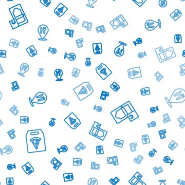 İnternetten pizza siparişi veriliyor ve Cafe restoranının konumu da sorunsuz. Vektör.