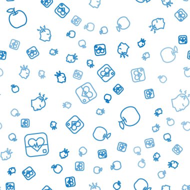 Kalp atış hızını ayarla, Apple ve Man 'in başı sorunsuz bir şekilde ağrıyor. Vektör.