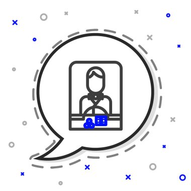 Çizgi kumarhanesi simgesi beyaz arkaplanda izole edildi. Kumarhane krupiyesi. Renkli taslak konsepti. Vektör İllüstrasyonu.