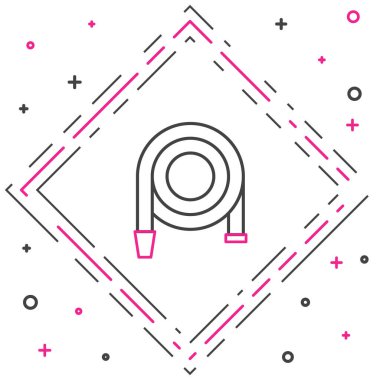 Hat yangın hortumu makarası simgesi beyaz arkaplanda izole edildi. Renkli taslak konsepti. Vektör İllüstrasyonu.