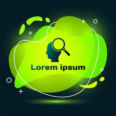 Siyah arka planda izole edilmiş psikoloji ikonunda bir sorun var. Sıvı şekilli soyut pankart. Vektör.