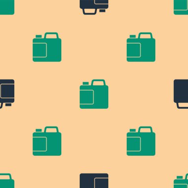 Çamaşır deterjanı, çamaşır suyu, bulaşık suyu ya da bej arka planda izole edilmiş başka bir temizlik maddesi ikonu için yeşil ve siyah plastik şişe. Vektör.