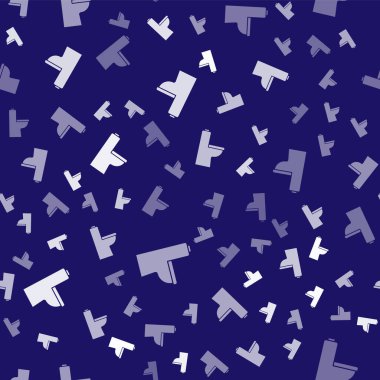 Beyaz klozet ikonu mavi arka planda izole edilmiş kusursuz desen. Vektör.