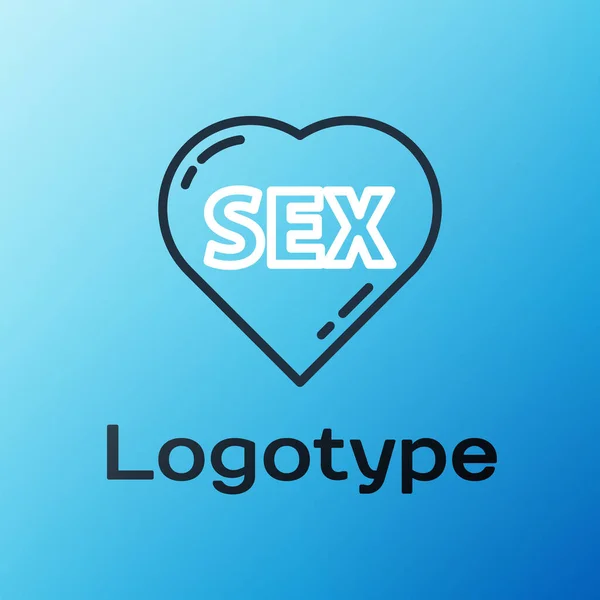 Line Heart Text Sex Icon Isolated Blue Background Adults Content — Stock Vector